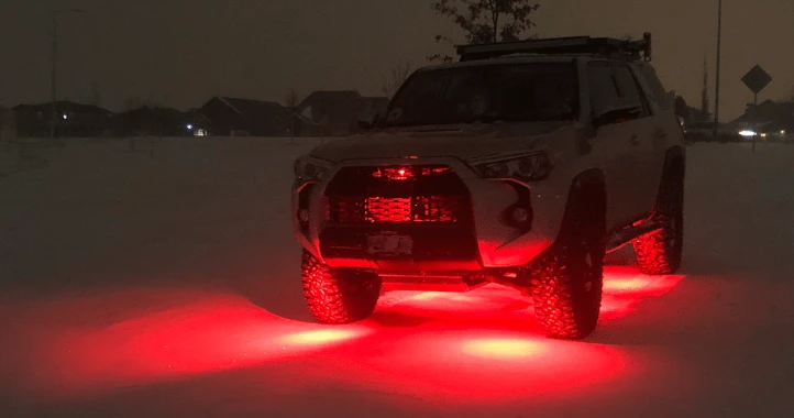 Extreme LED RGB rock lights on a Toyota Tacoma
